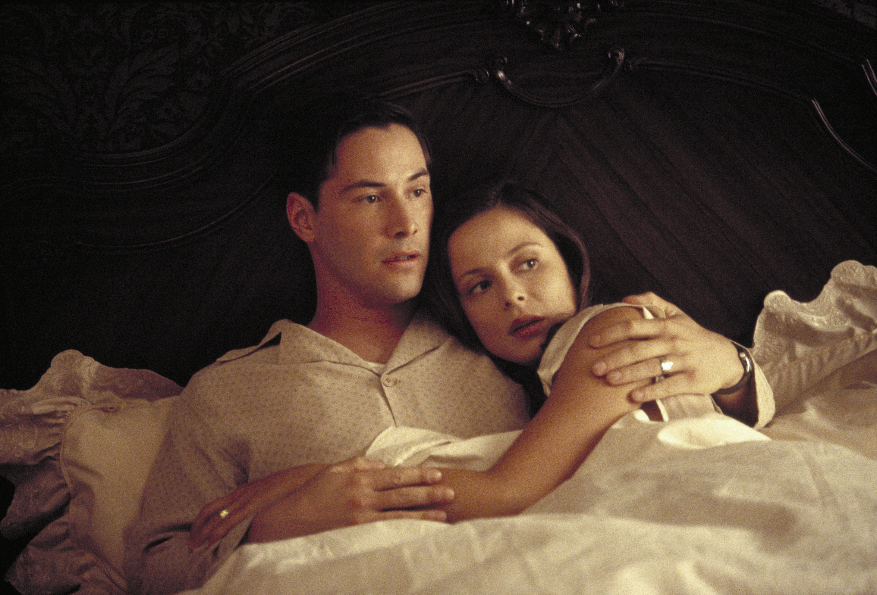 Keanu Reeves stars with Aitana Sanchez-Gijon in the film, "A Walk in the Clouds," in 1995 | Source: Getty Images