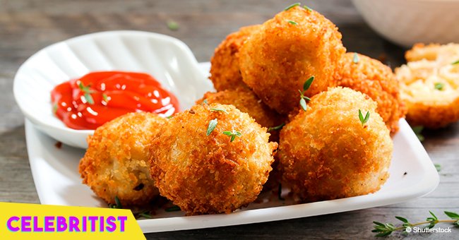 Crispy potato cheese balls with gooey, melted cheese