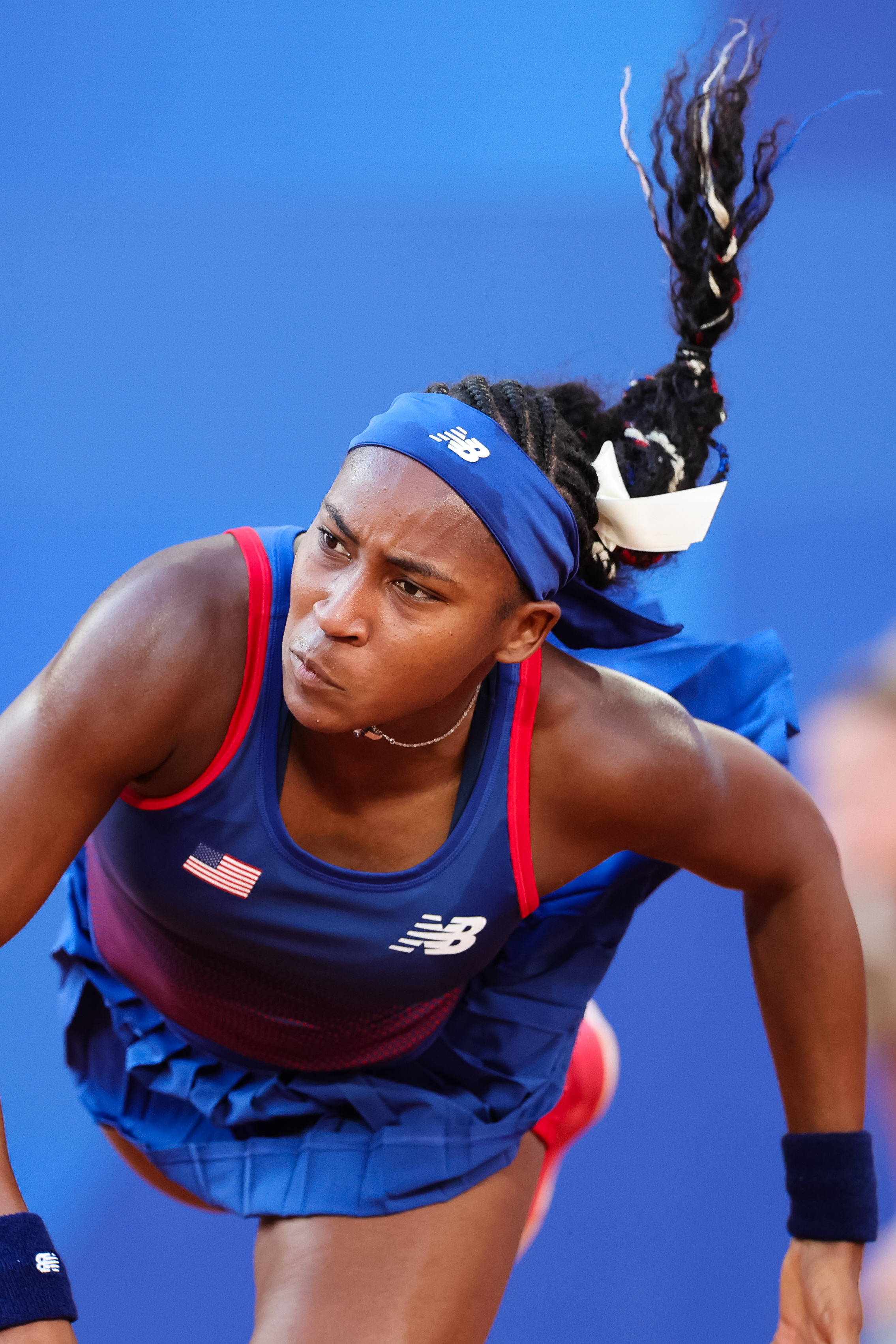 Coco Gauff playing in the Women's Tennis Singles First Round in Paris, France on July 28, 2024 | Source: Getty Images