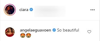Angela Eguavoen's comment on Ciara and her daughter Sienna's natural hair picture. | Photo: Instagram/Ciara