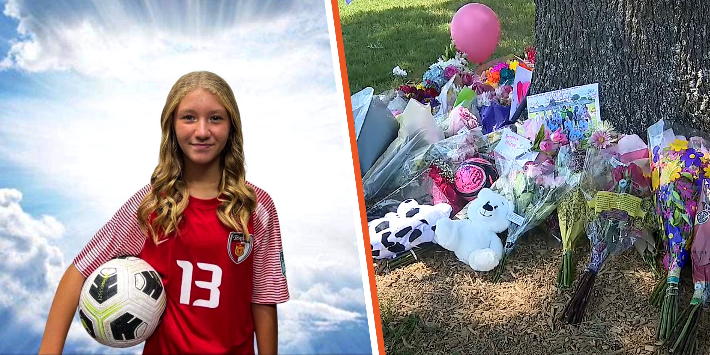 Brooklyn Moran | Flowers and gifts in the place of the accident | Source: Youtube.com/fox4news | Facebook.com/Marcelo Perez