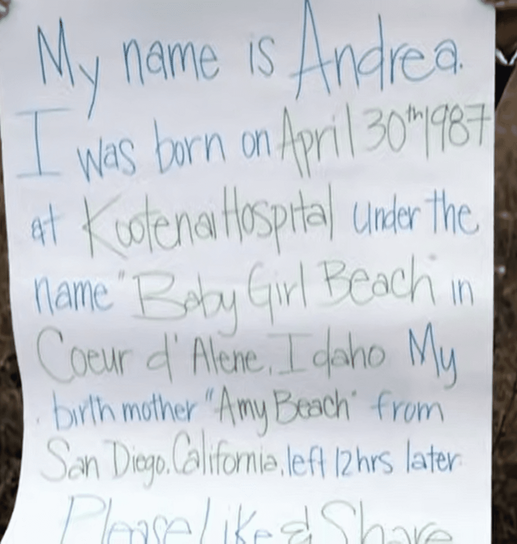 A photo of the post Andrea Klug-Napier posted on social media while searching for her mother. | Source: youtube.com/ABC News