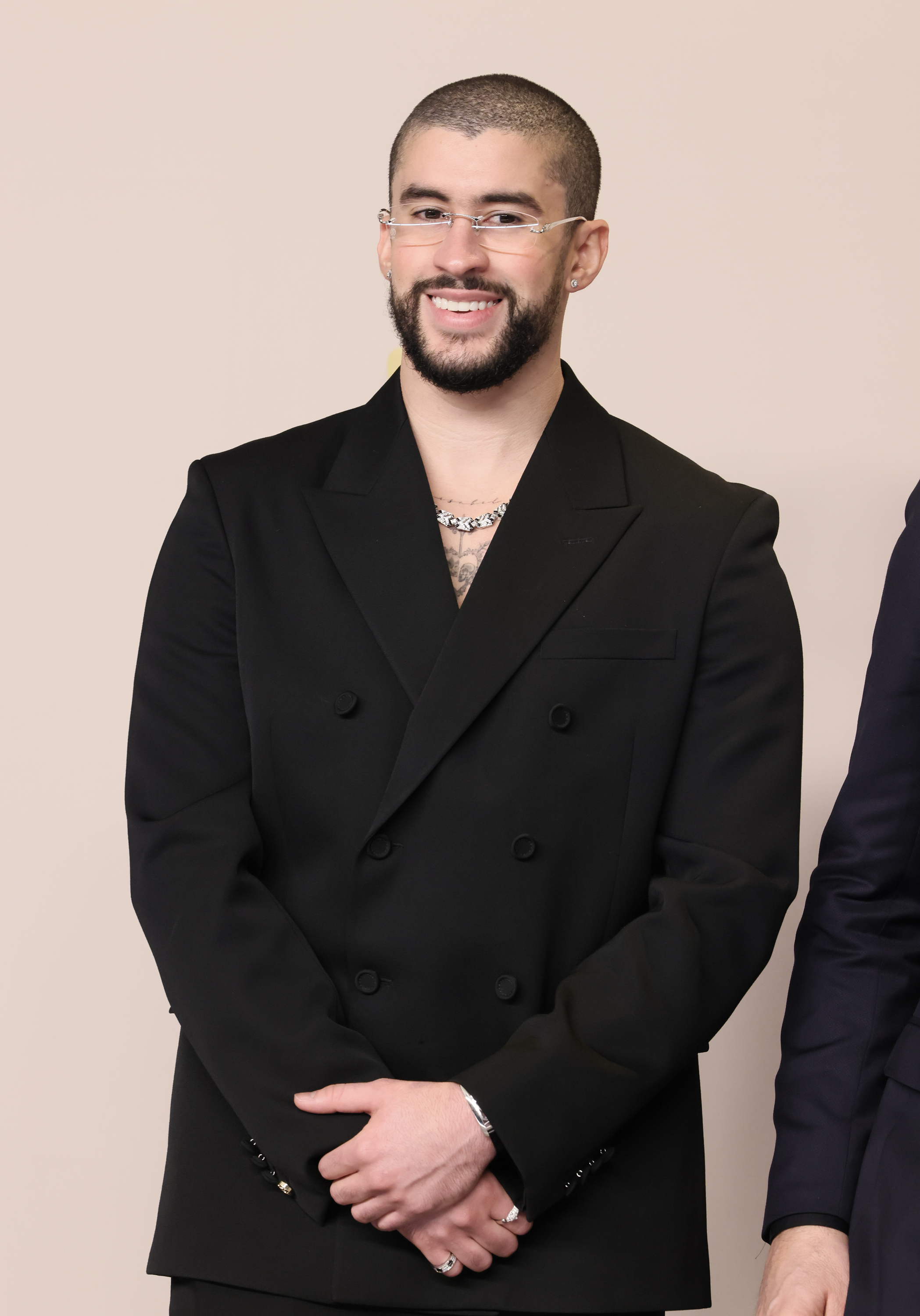 Bad Bunny poses in the press room during the 96th Annual Academy Awards at Ovation Hollywood in California on March 10, 2024. | Source: Getty Images