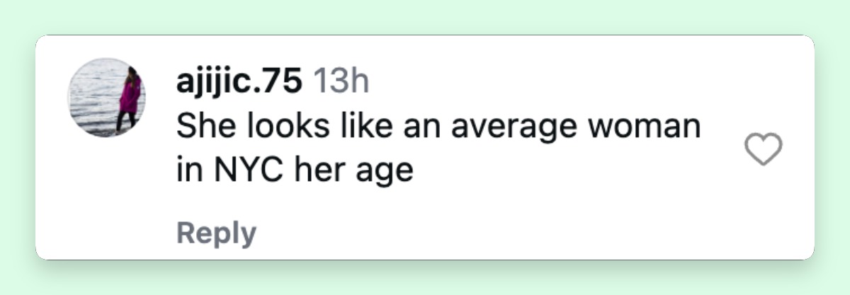 A netizen's comment on Jodie Foster's appearance in New York City | Source: Instagram/pagesix