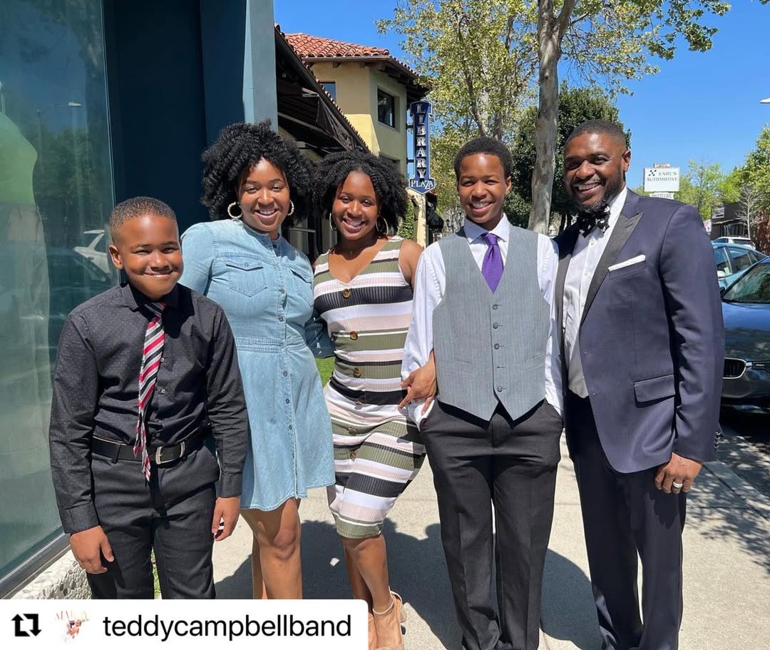 Teddy Campbell pictured with four of his children, dated April 10, 2023 | Source: Instagram/teddyandtina