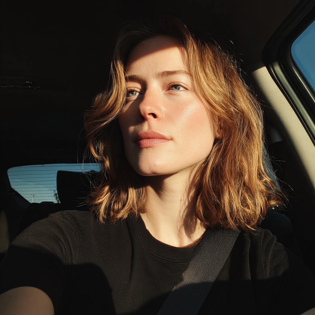 A woman driving a car | Source: Midjourney