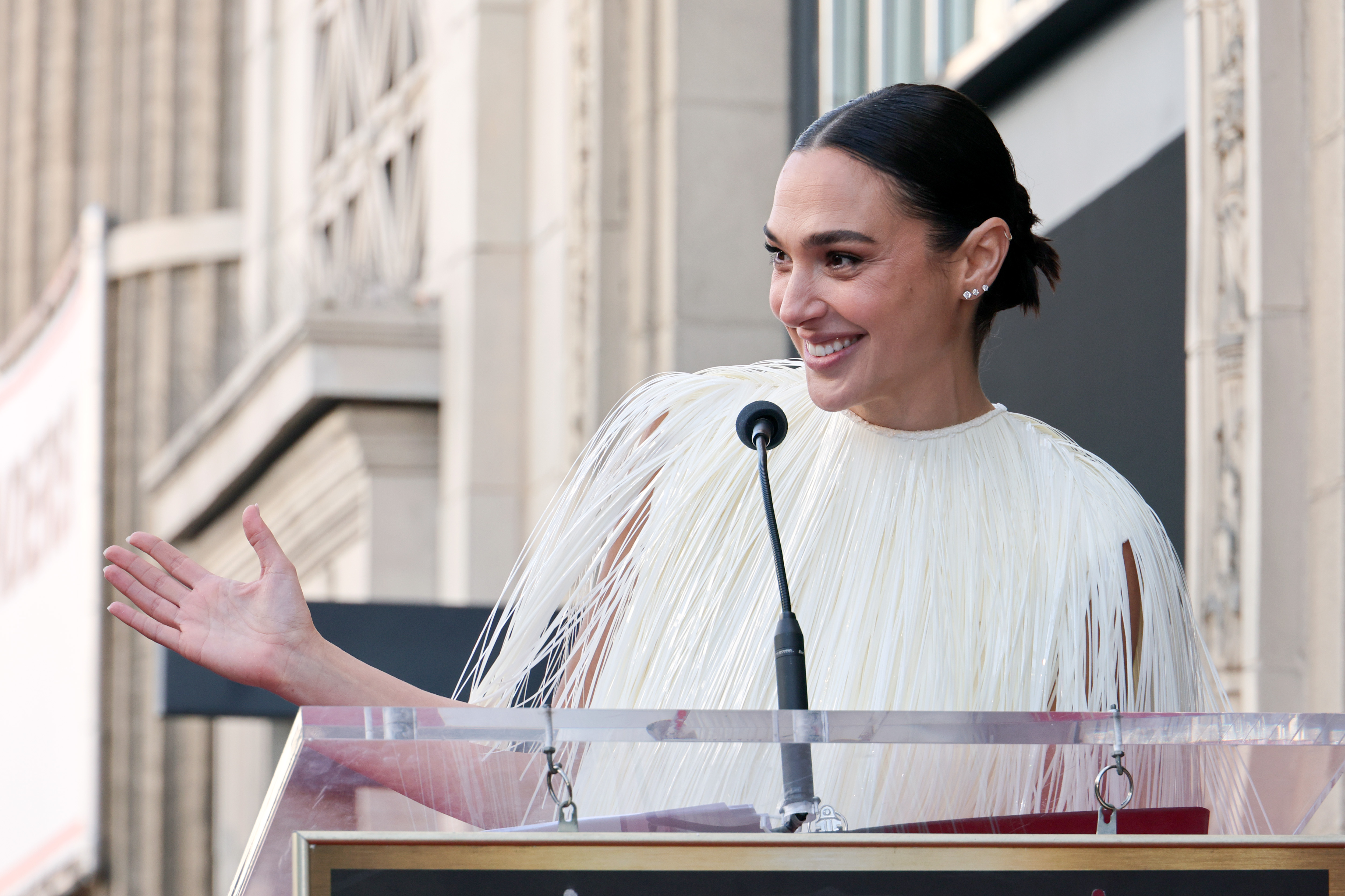 Gal Gadot speaks onstage during the ceremony honoring her with a Star on the Hollywood Walk of Fame | Source: Getty Images