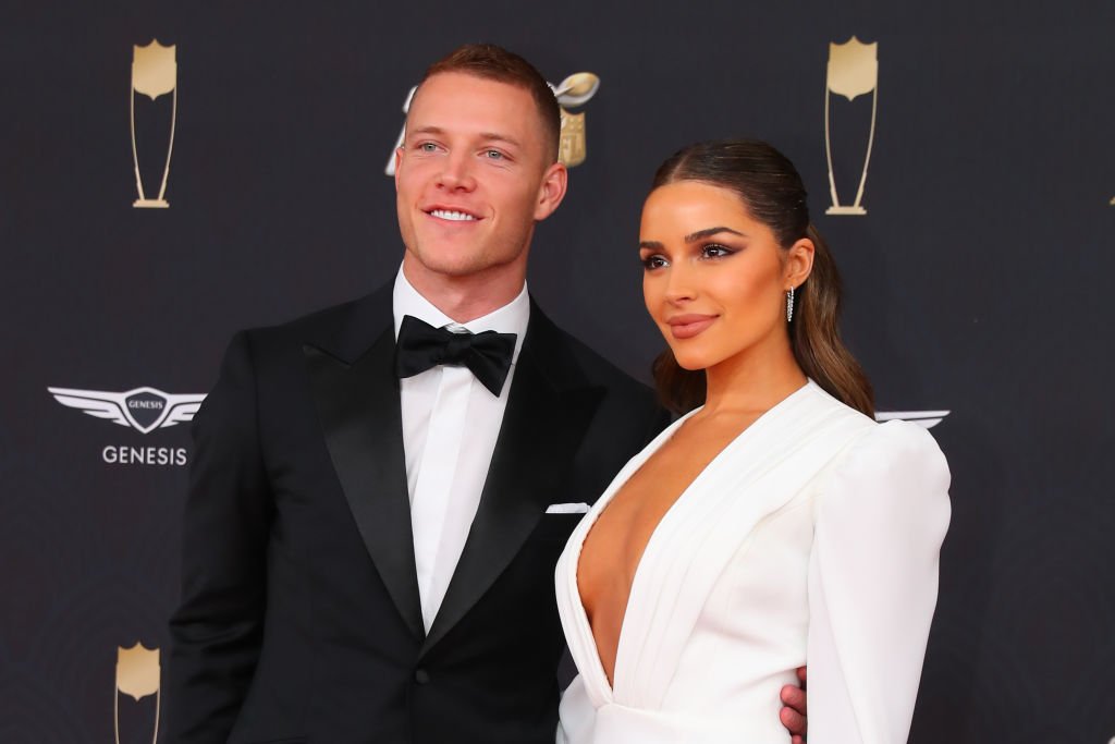 Christian McCaffrey and Olivia Culpo pose on the Red Carpet at the NFL Honors on February 1, 2020. | Photo: Getty Images