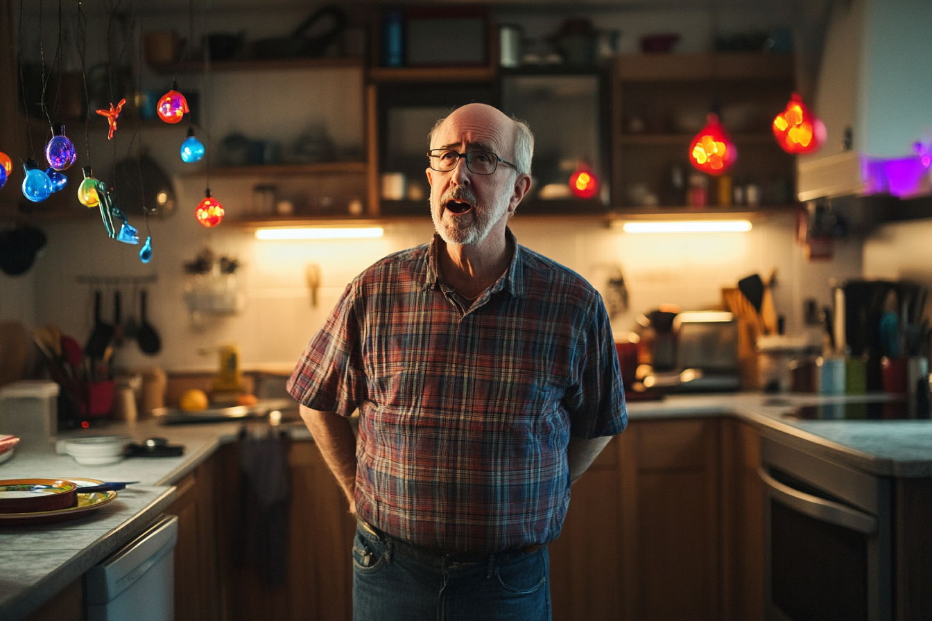 A man speaking in a kitchen | Source: Midjourney