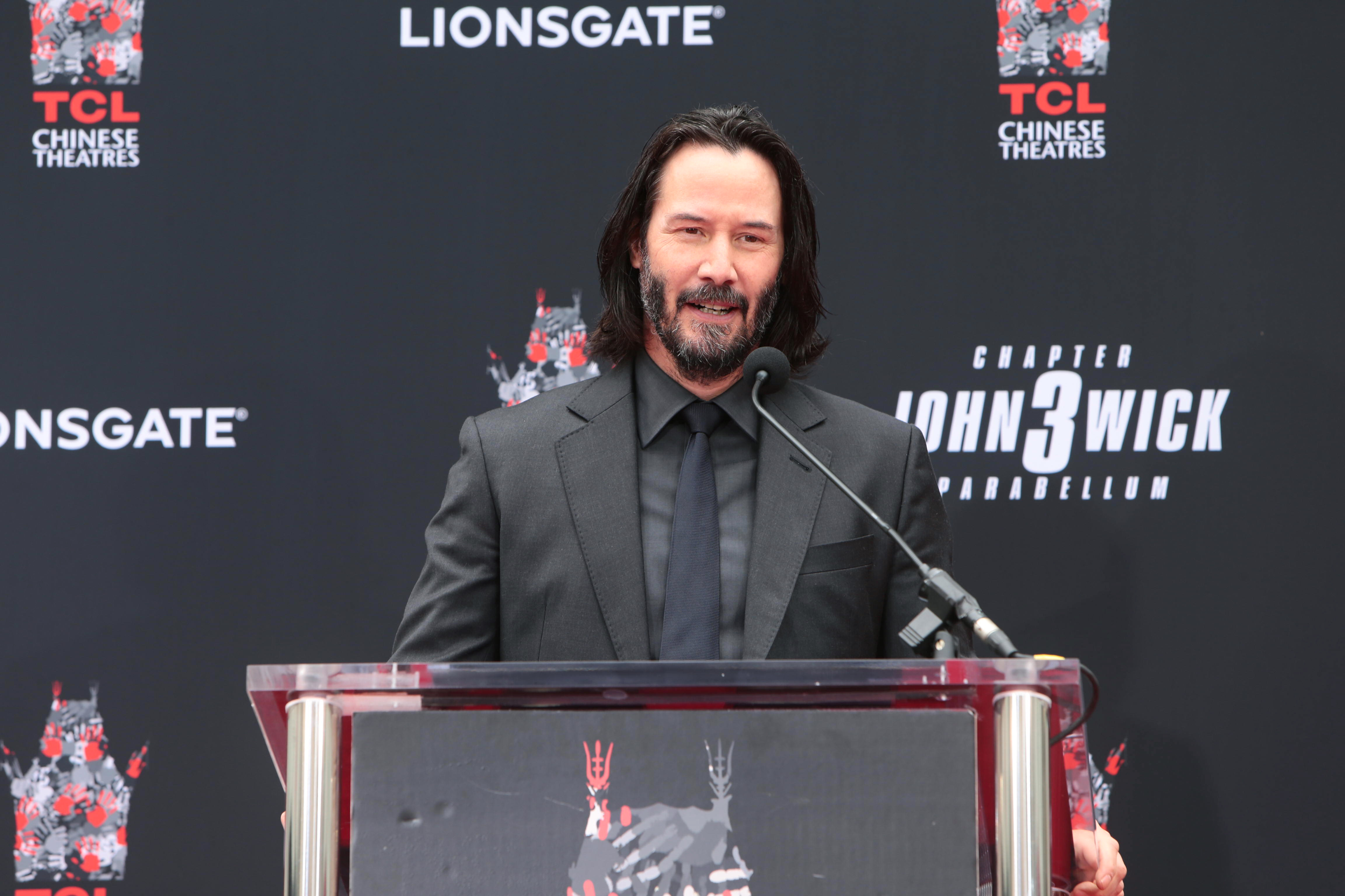 Keanu Reeves seen at Keanu Reeves Hand and Footprint Ceremony at the TCL Chinese Theatre on 14 May 2019 in Los Angeles, California. | Source: Getty Images
