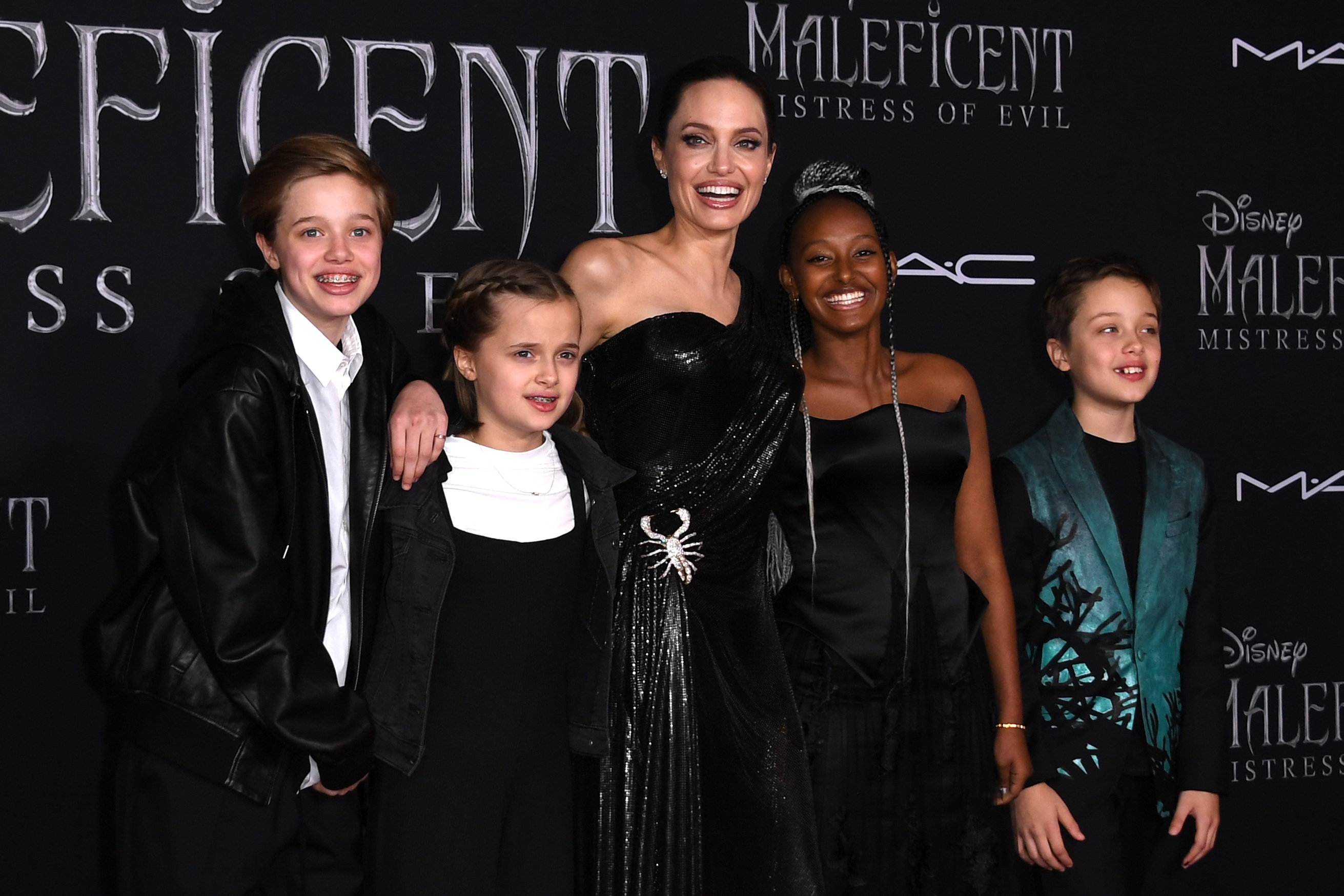 Shiloh Jolie-Pitt, Vivienne Jolie-Pitt, Zahara Jolie-Pitt, and Knox Jolie-Pitt arrive for the world premiere of Disney's "Maleficent: Mistress of Evil" in Hollywood on September 30, 2019 | Source: Getty Images