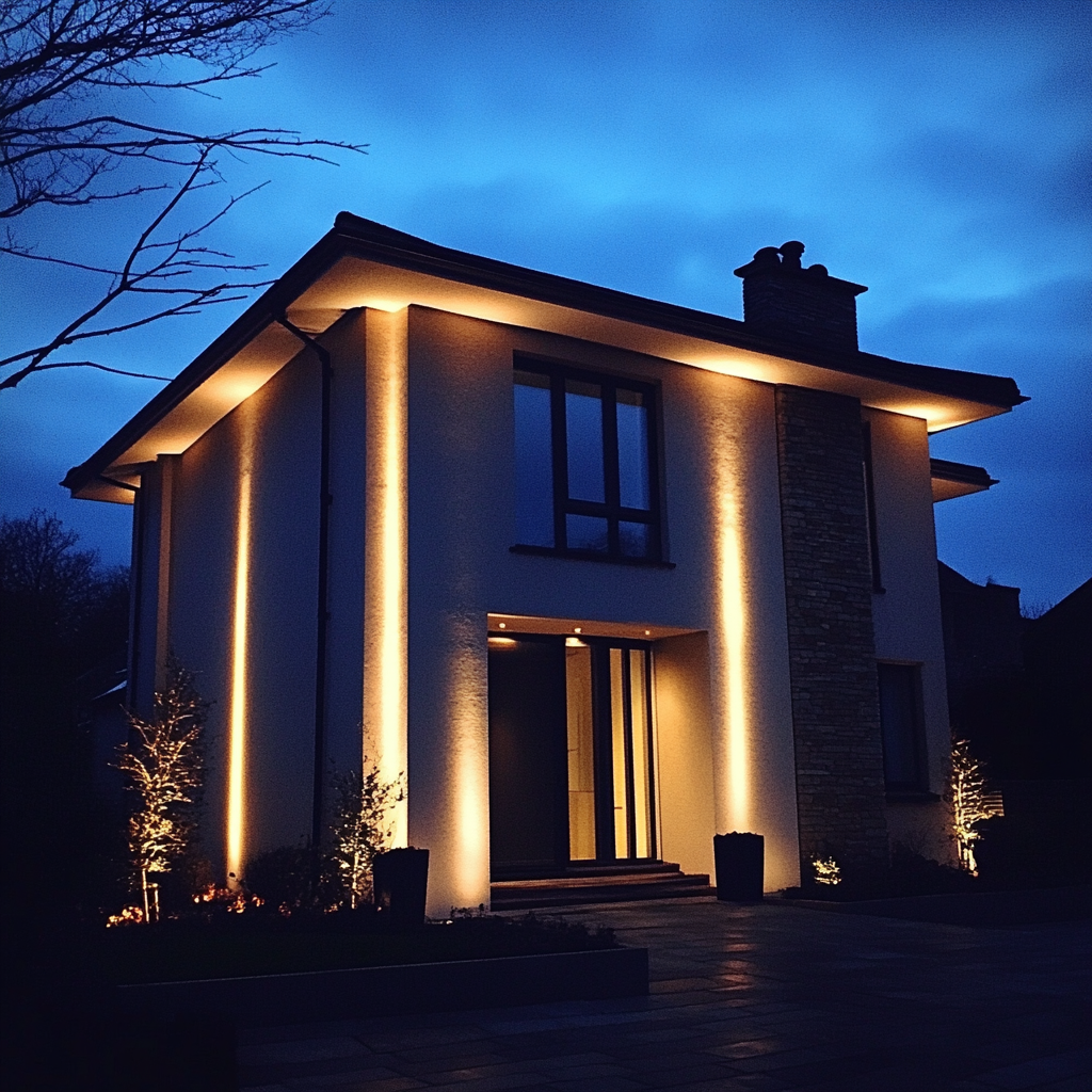 A house with bright lighting | Source: Midjourney