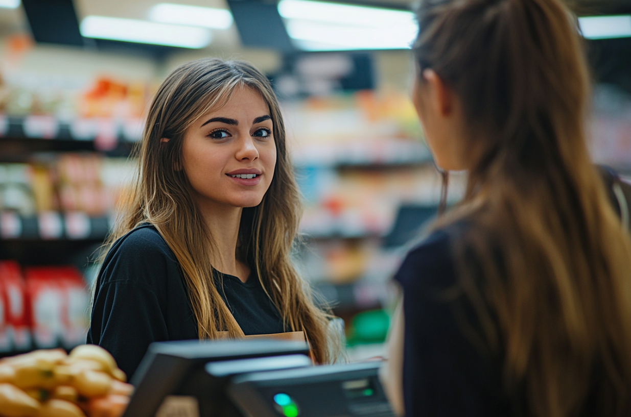 A cashier speaking to her manager | Source: Midjourney