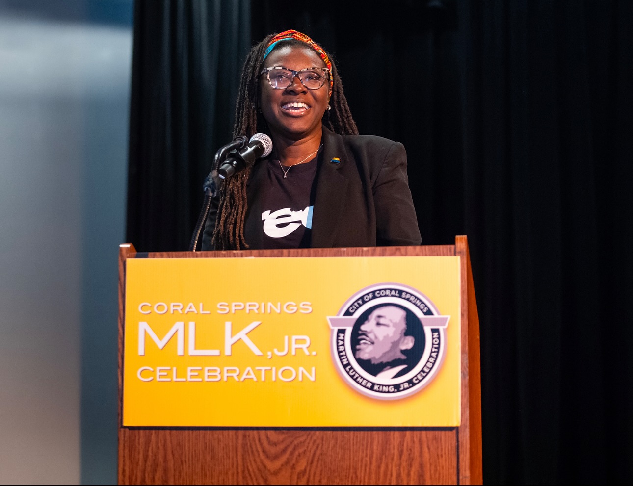 A photo of Nancy Brown speaking at an event, posted on February 1, 2025. | Source: Facebook/Nancy Metayer Brown