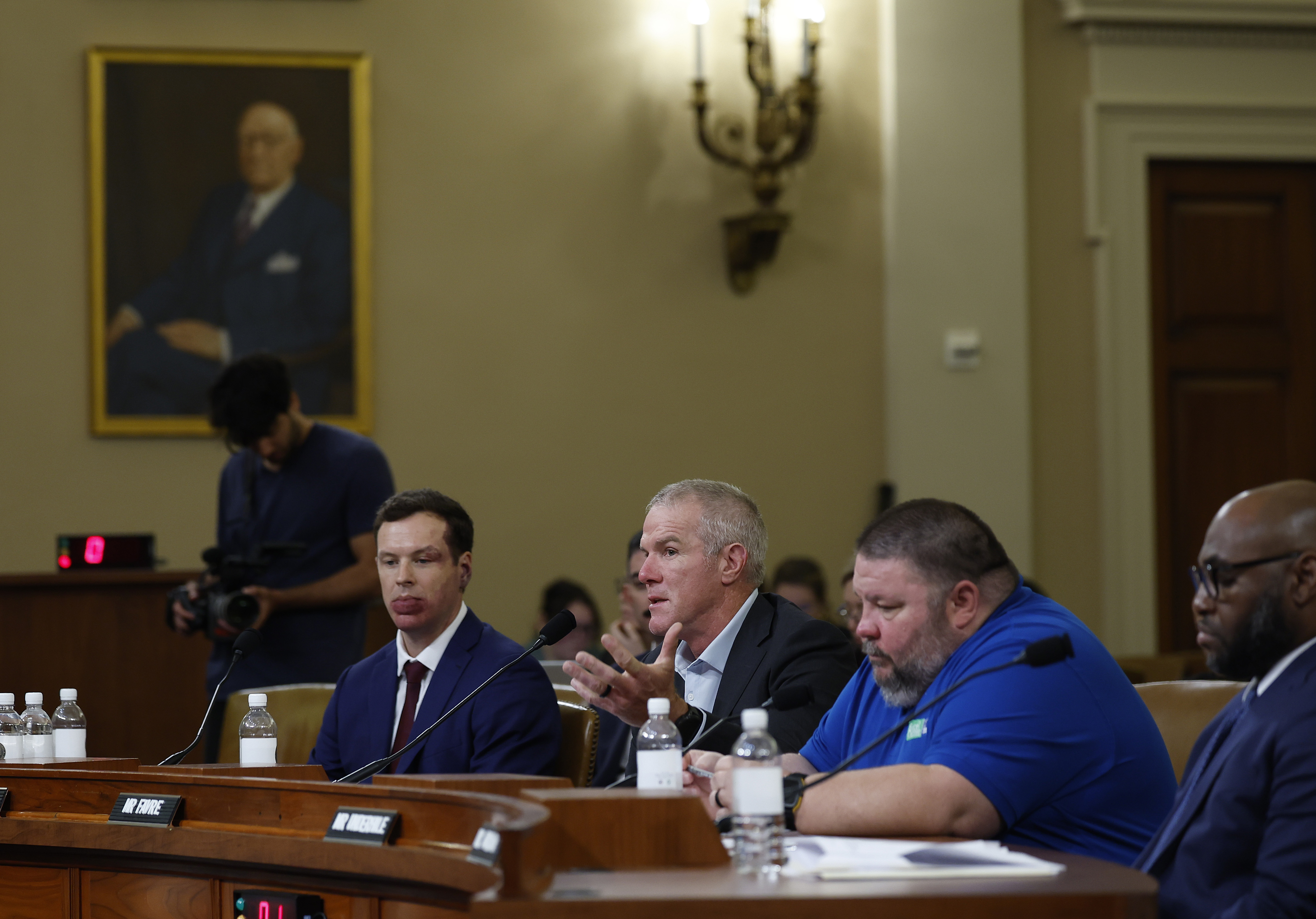 Former NFL quarterback Brett Favre testifies before the House Ways and Means Committee at the Longworth House Office Building on September 24, 2024 in Washington, DC | Source: Getty Images