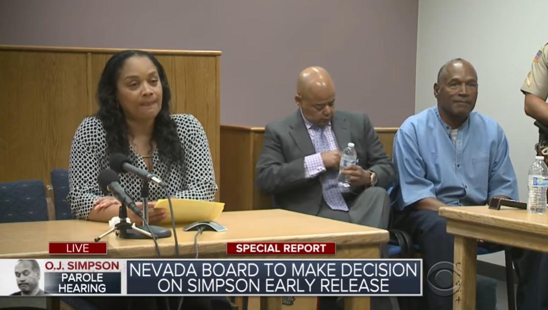 Arnelle Simpson speaks about her father, O.J. Simpson's positive outlook on life, before a parole board in 2017 in Nevada. | Source: YouTube/CBSNewYork