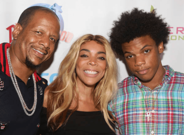 Kevin Hunter, Wendy Williams and son their Kevin Hunter Jr pose on the red carpet at The Hunter Foundation Charity event, at Planet Hollywood Times Square, on July 11, 2017, New York | Source: Bruce Glikas/Bruce Glikas/Getty Images