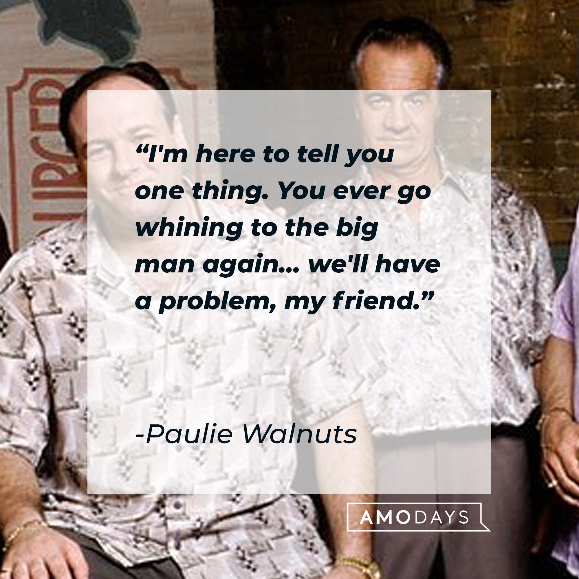 Paulie Walnuts' quote: "I'm here to tell you one thing. You ever go whining to the big man again...we'll have a problem, my friend." | Image: AmoDays 