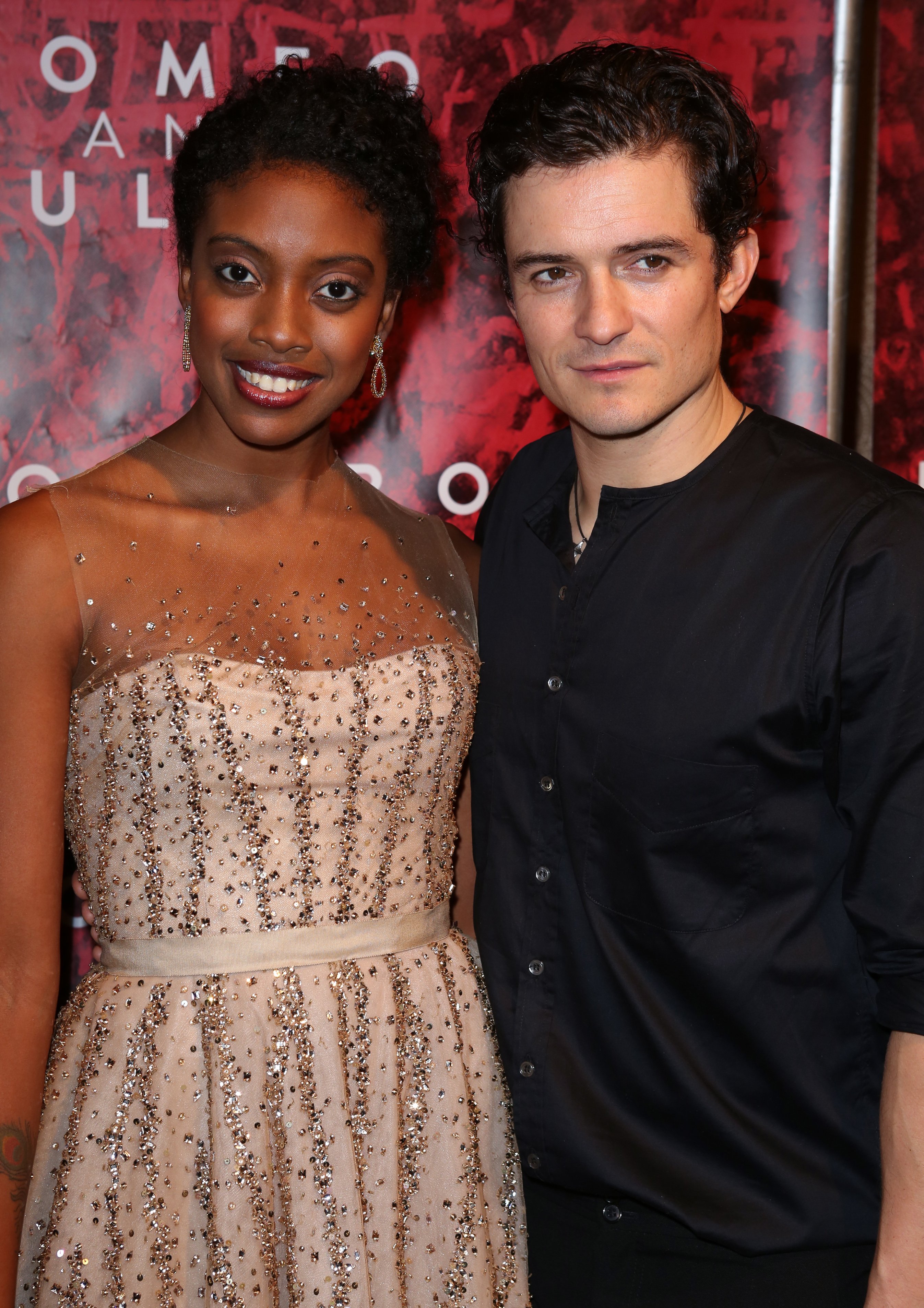 Condola Rashad and Orlando Bloom attend the "Romeo And Juliet" Broadway Opening Night after party at The Edison Ballroom on September 19, 2013, in New York City. | Source: Getty Images