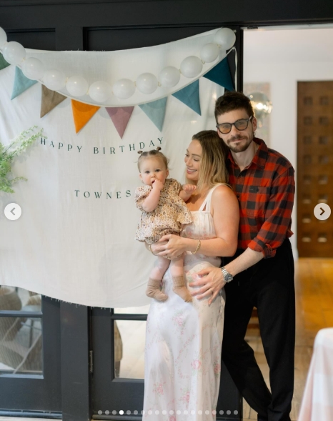 Townes Meadow Bair and her parents from a post dated May 9, 2025. | Source: Instagram/hilaryduff