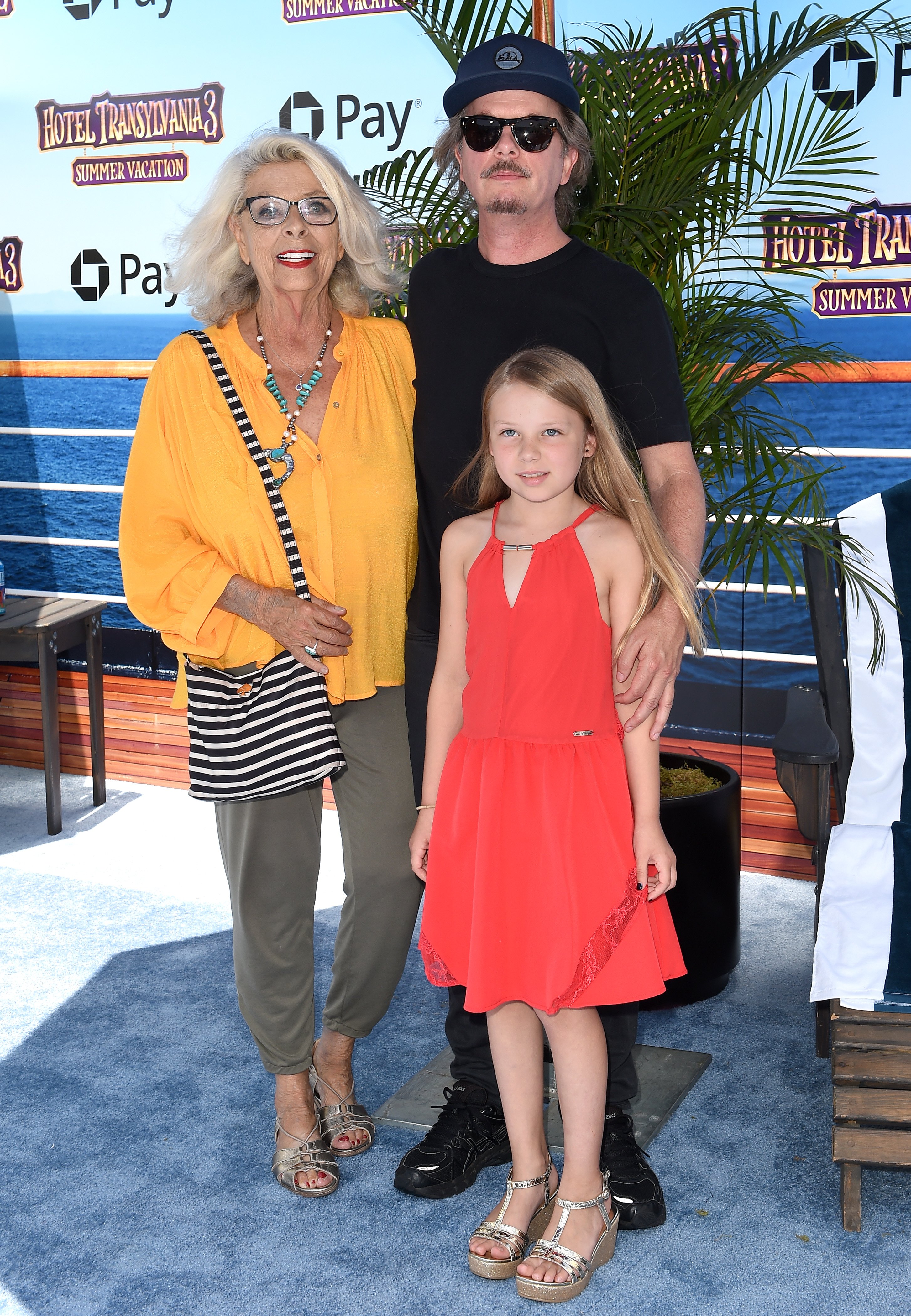  David Spade, mom Judith M. Spade and daughter Harper Spade at the world premiere of "Hotel Transylvania 3: Summer Vacation" in 2018, in Westwood, California. | Source: Getty Images