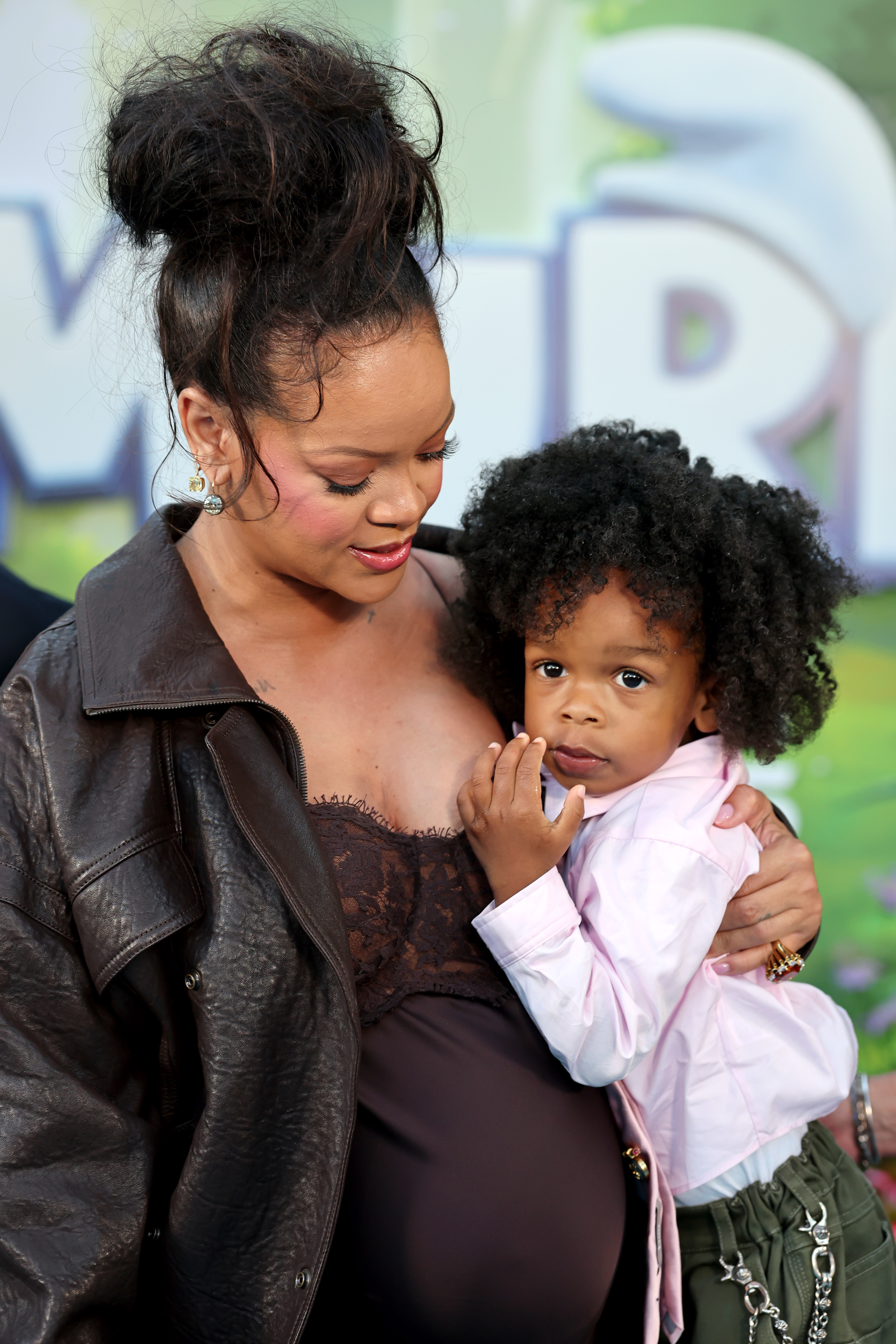 Rihanna holding her son RZA Athelston Mayers at the ''Smurfs'' premiere at Paramount Pictures Studios | Source: Getty Images