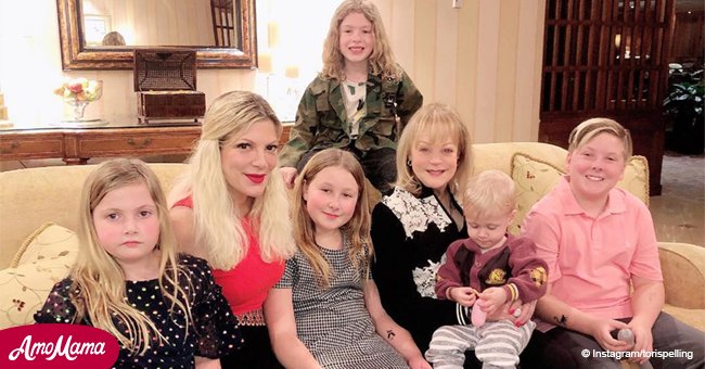 Tori Spelling and her $600M-mom reunite in a rare photo with kids amid financial problems