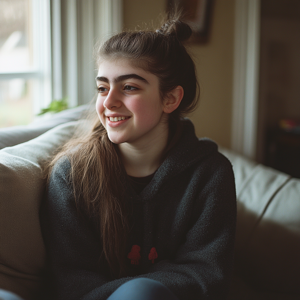 A happy woman at her home | Source: Midjourney