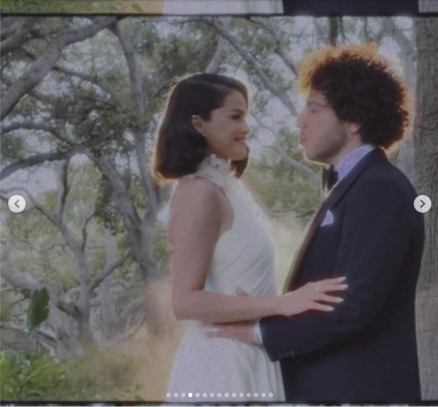 Selena Gomez and Benny Blanco are in their wedding attire, from a post dated September 28, 2025 | Source: Instagram/selenagomez