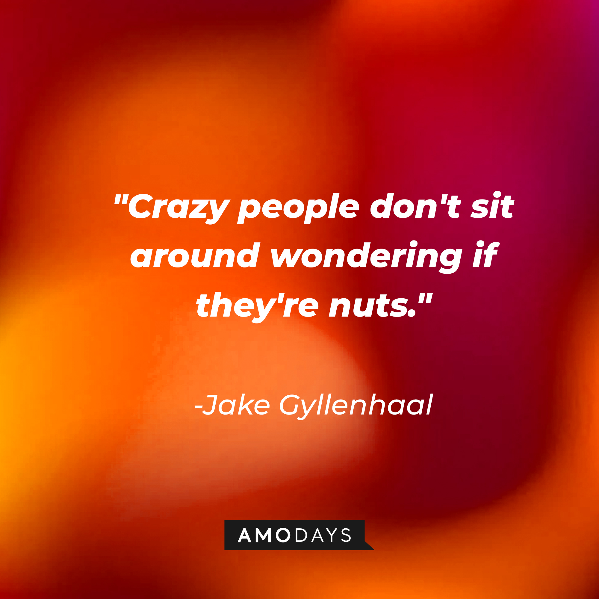 Jake Gyllenhaal's quote: "Crazy people don't sit around wondering if they're nuts." | Source: AmoDays