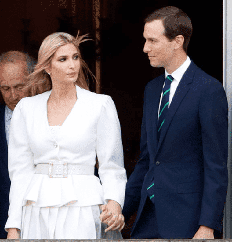 During their tour of England, Ivanka Trump and Jared Kushner stand on a balcony of Buckingham Palace for the Ceremonial Welcome in the Buckingham Palace Garden, on June 3, 2019 in London, England | Source: Photo by Max Mumby/Indigo/Getty Images