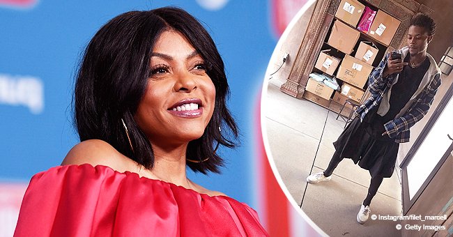 Taraji P Henson S Only Son Marcell Shows Off His Hair Rocking A Checkered Jacket Chic Shorts
