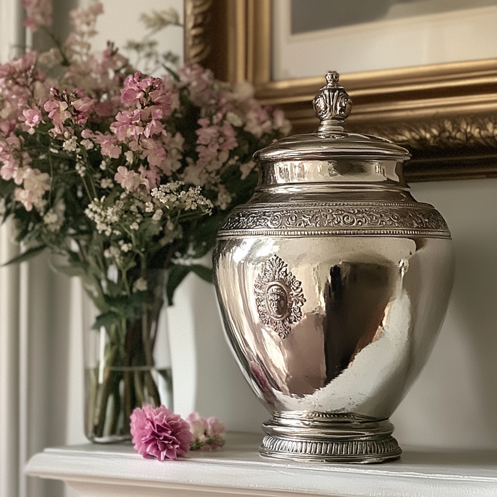 A funerary urn on a mantle | Source: Midjourney