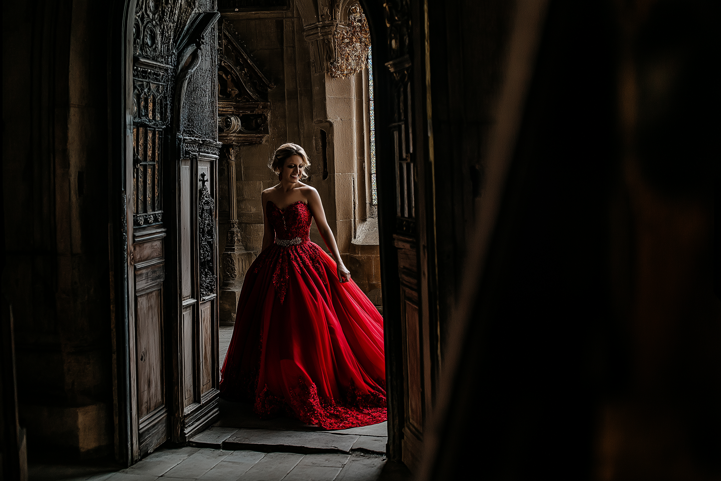 A woman in a red wedding dress | Source: Midjourney