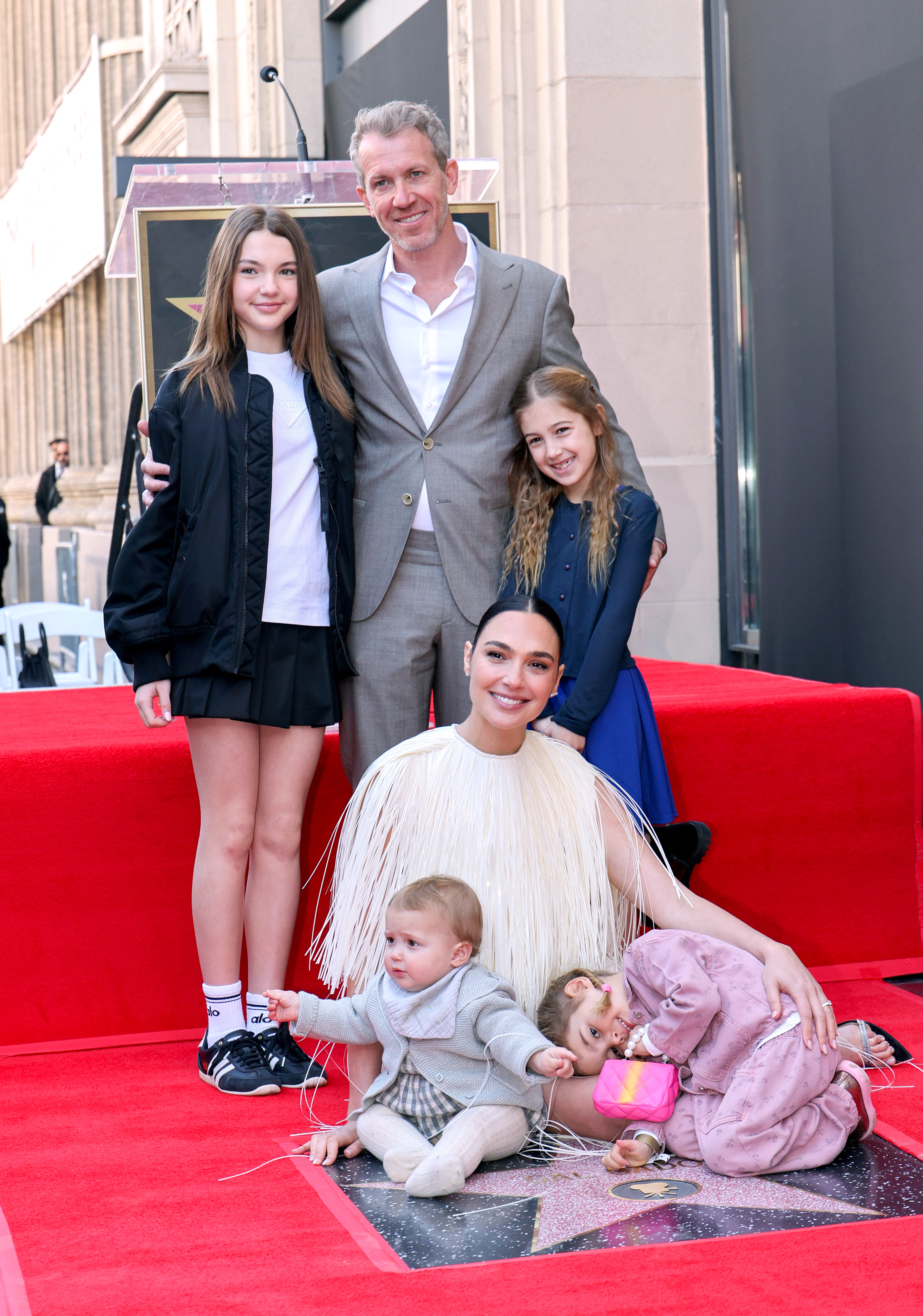 Alma Varsano, Jaron Varsano, Ori Varsano, Gal Gadot, Maya Varsano, and Daniella Varsano are seen at the ceremony honoring Gal Gadot with a Star on the Hollywood Walk of Fame on March 18, 2025, in Hollywood, California | Source: Getty Images