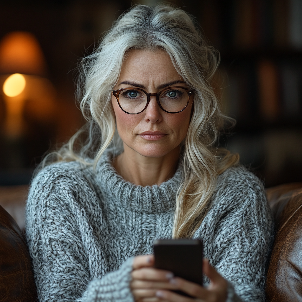 A frustrated angry woman on her phone | Source: Midjourney