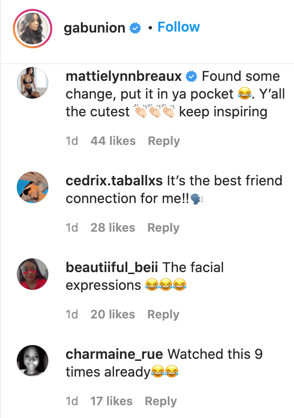 Fans' comments on Gabrielle Union's Instagram post. | Source: Instagram/gabunion