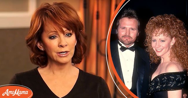 Picture of American singer, songwriter and actress Reba McEntire [left]. Actress Reba McEntire and husband Narvel Blackstock attend the 1992 People's Choice Awards on March 17, 1992 at Universal Studios [right]. | Photo: Getty Images   youtube.com/TasteofCountryMusic