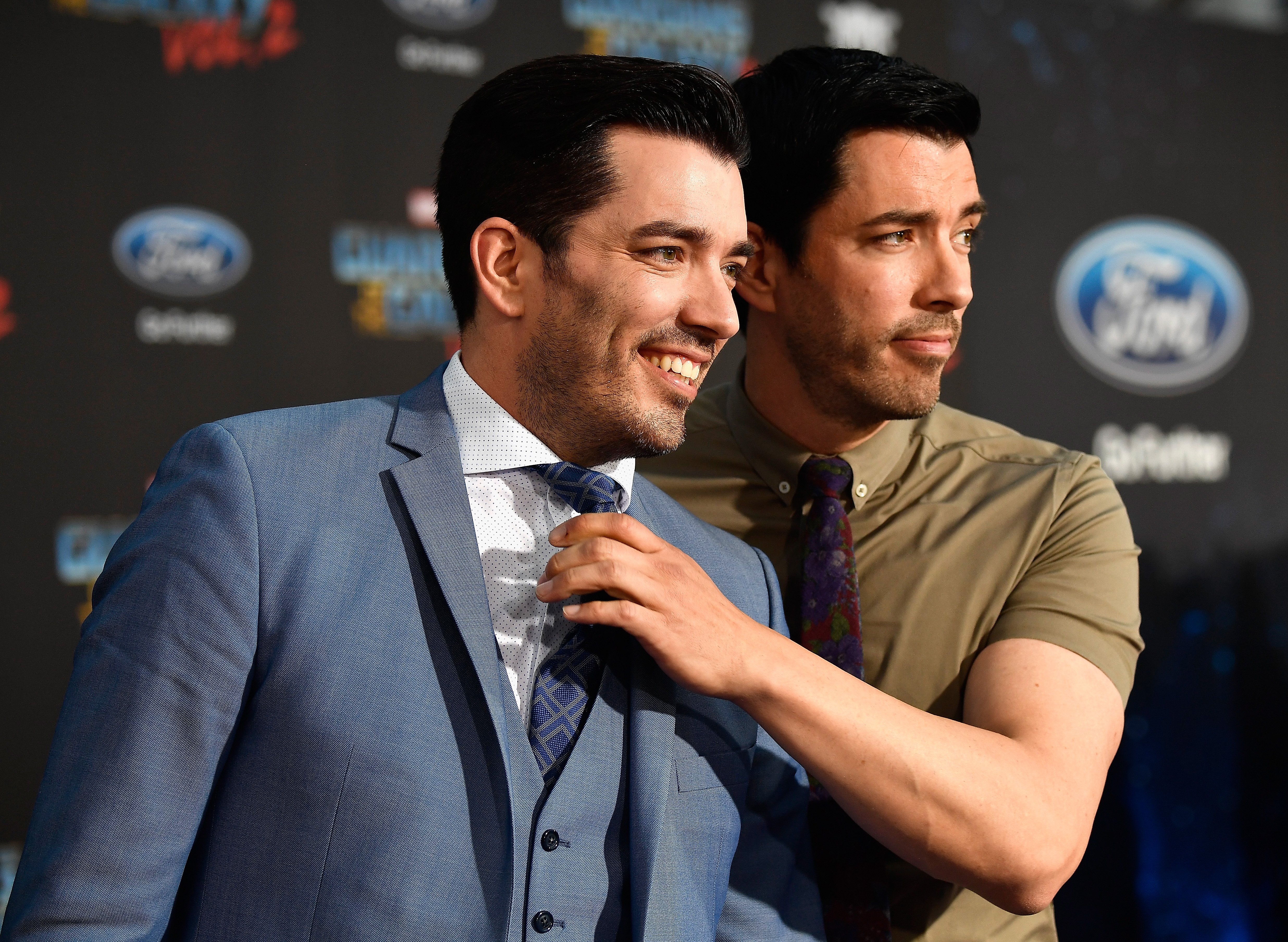 TV personalities Jonathan Scott and Drew Scott at the premiere of Disney and Marvel's "Guardians Of The Galaxy Vol. 2" at Dolby Theater on April 19, 2017 in Hollywood, California | Source: Getty Images