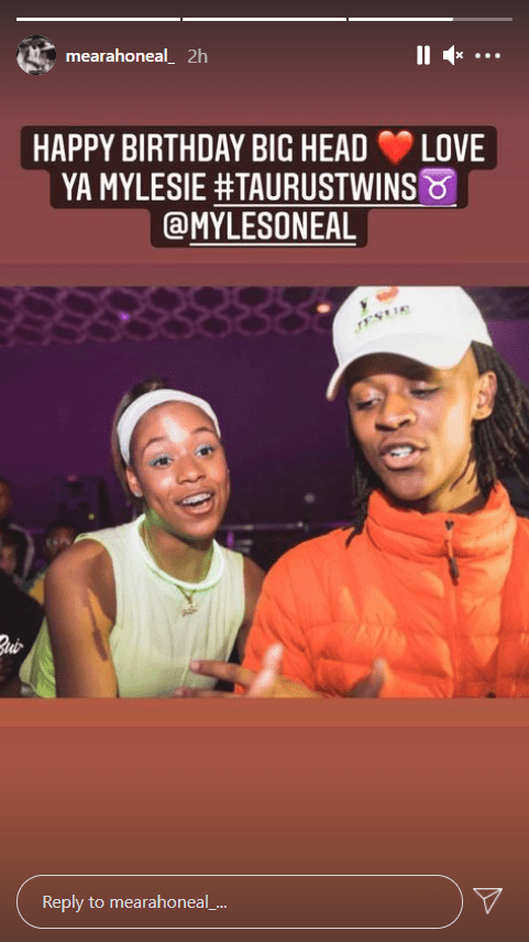 MeArah ONeal wishing her brother Myles O'Neal a happy 24th birthday. | Source: Instagram/mearahoneal_ 