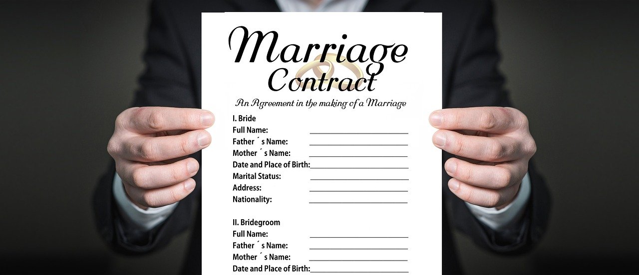 Closeup of a marriage contract. Image credit: Pixabay