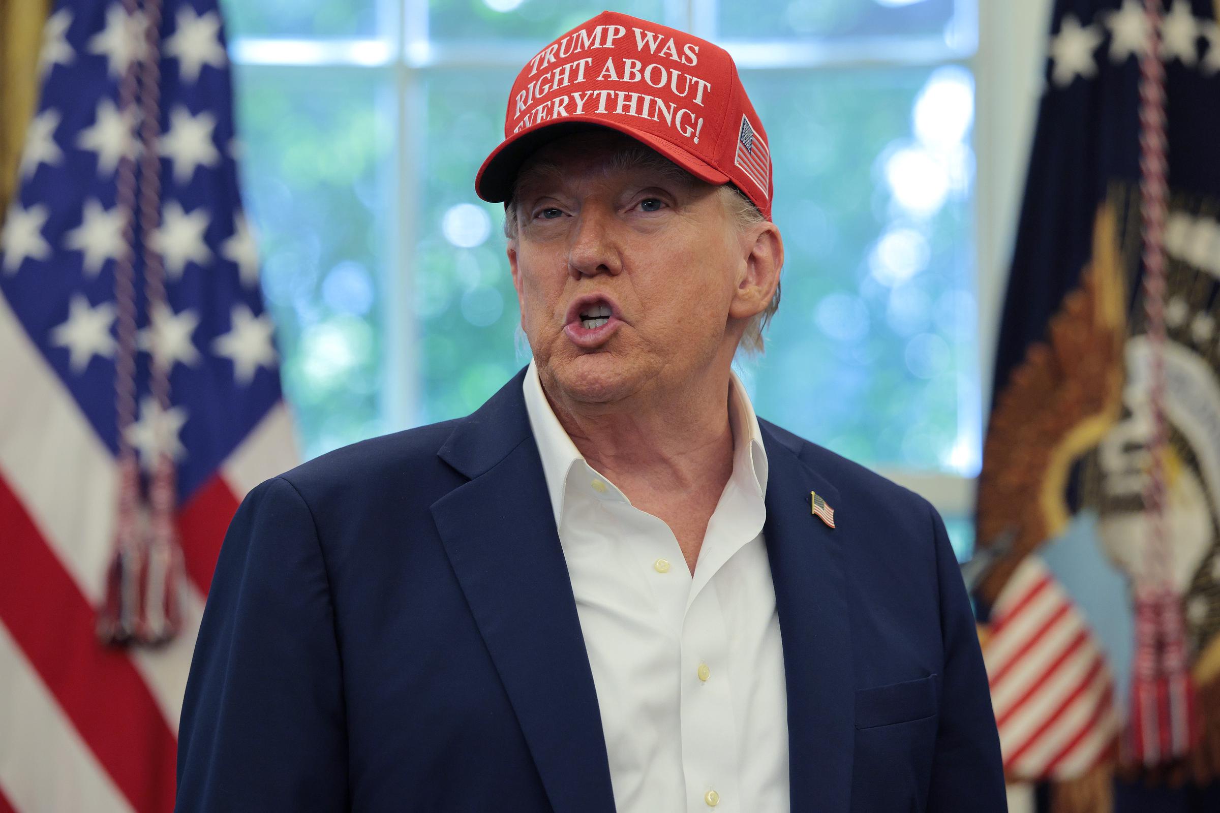 Donald Trump speaks in the Oval Office August 22, 2025 in Washington, DC. | Source: Getty Images