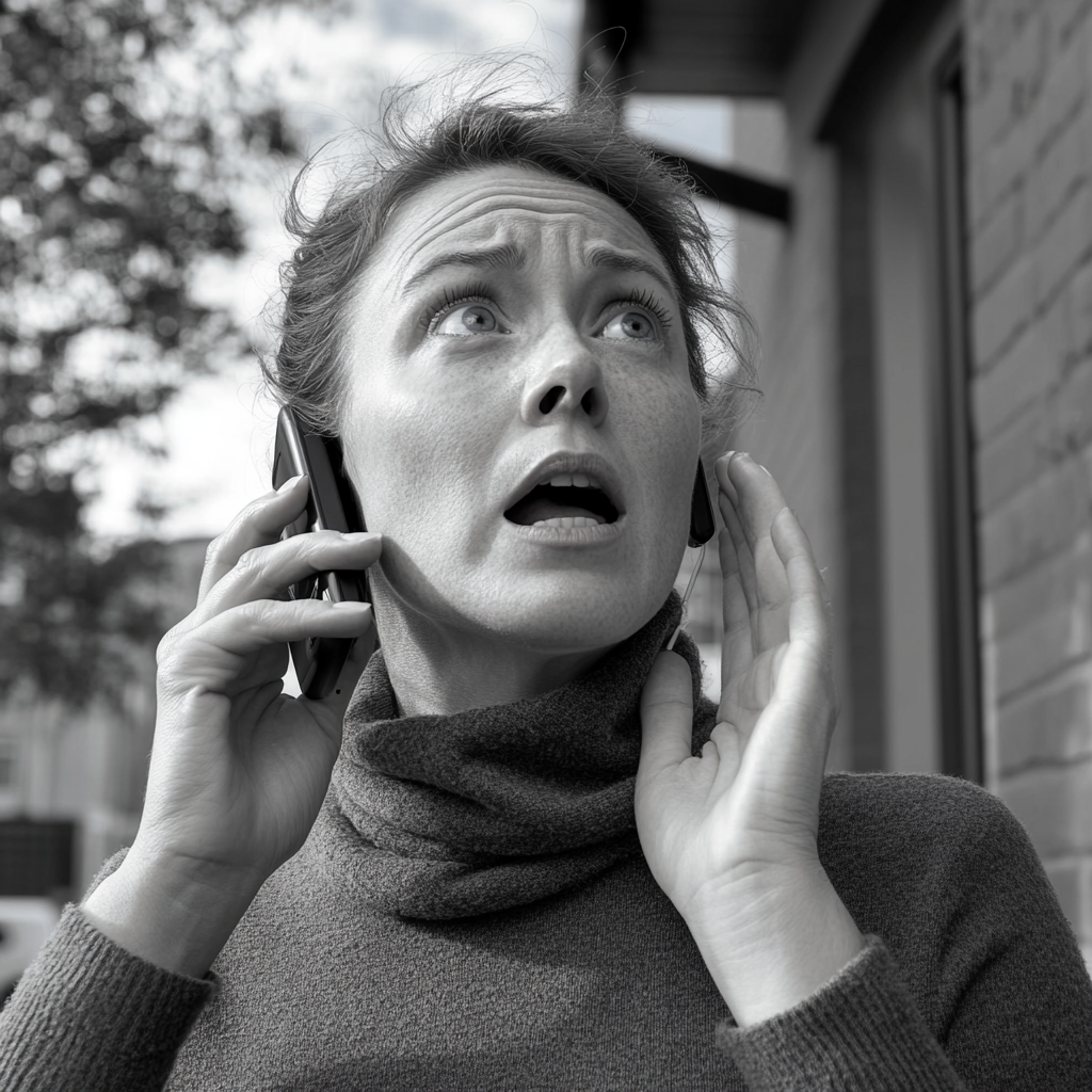 A panicked woman on the phone | Source: Midjourney