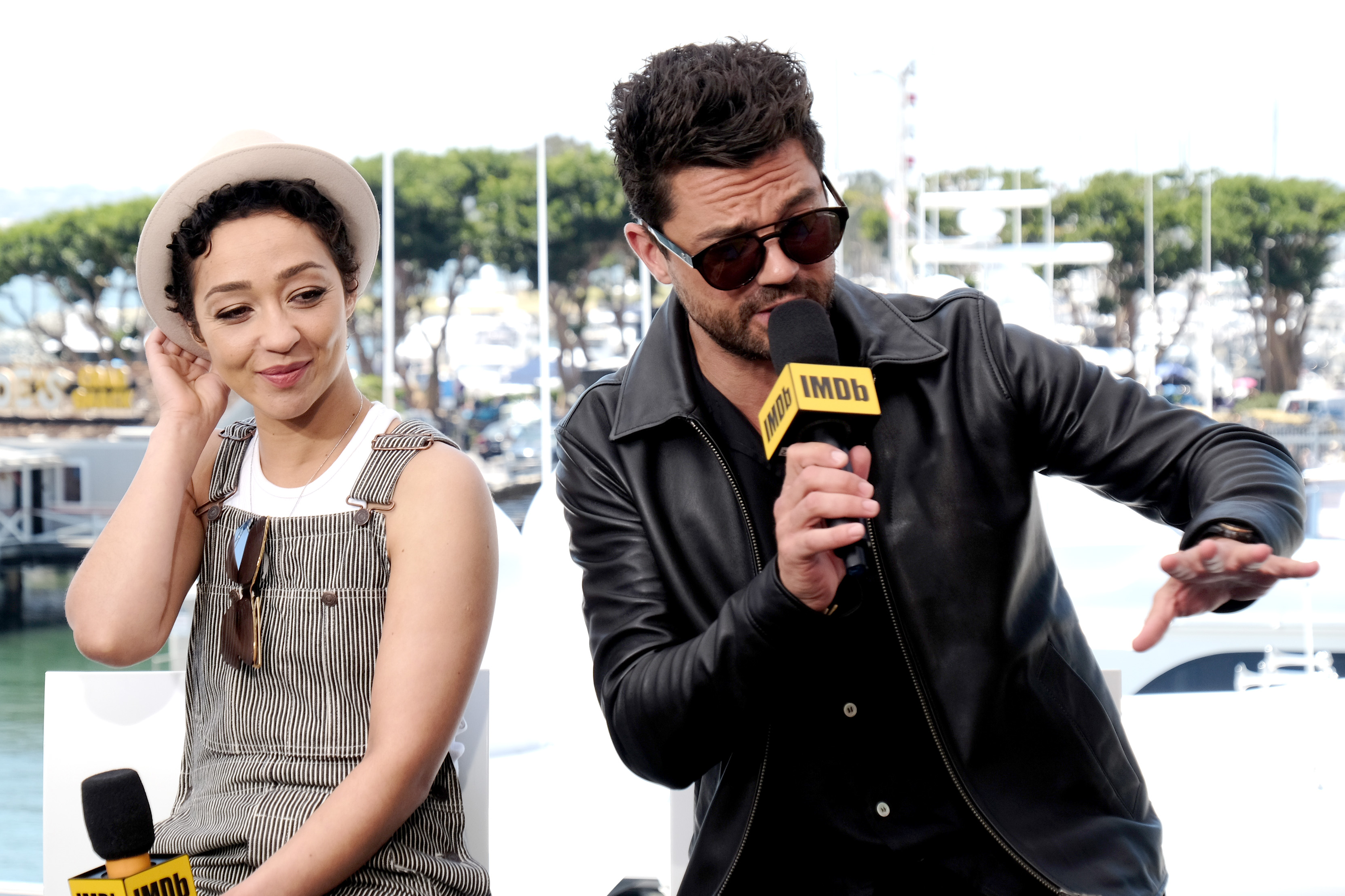 Ruth Negga and Dominic Cooper speak onstage at the #IMDboat at San Diego Comic-Con 2019 on July 19, 2019, in San Diego, California | Source: Getty Images