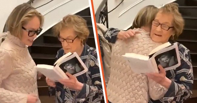 Sharon Stone letting her mother Dorothy Marie Stone read the dedication she made for her in her first book, "The Beauty of Living Twice" on March 16, 2021 | Photo: Instagram/sharonstone
