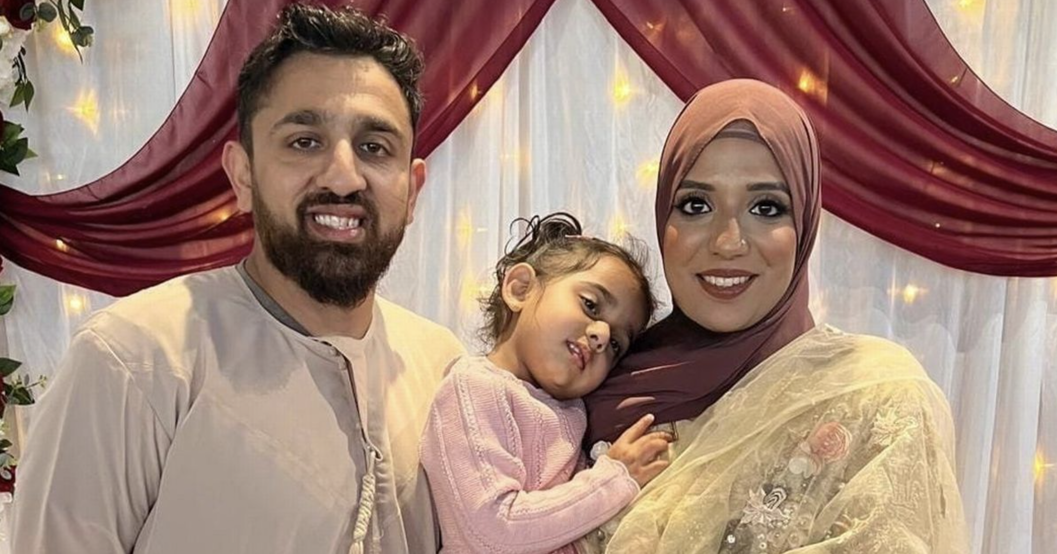 Akeel Nanabawa and Hannaa Vorajee with their daughter Sara from a post dated June 13, 2025 | Source: X/DailyMirror