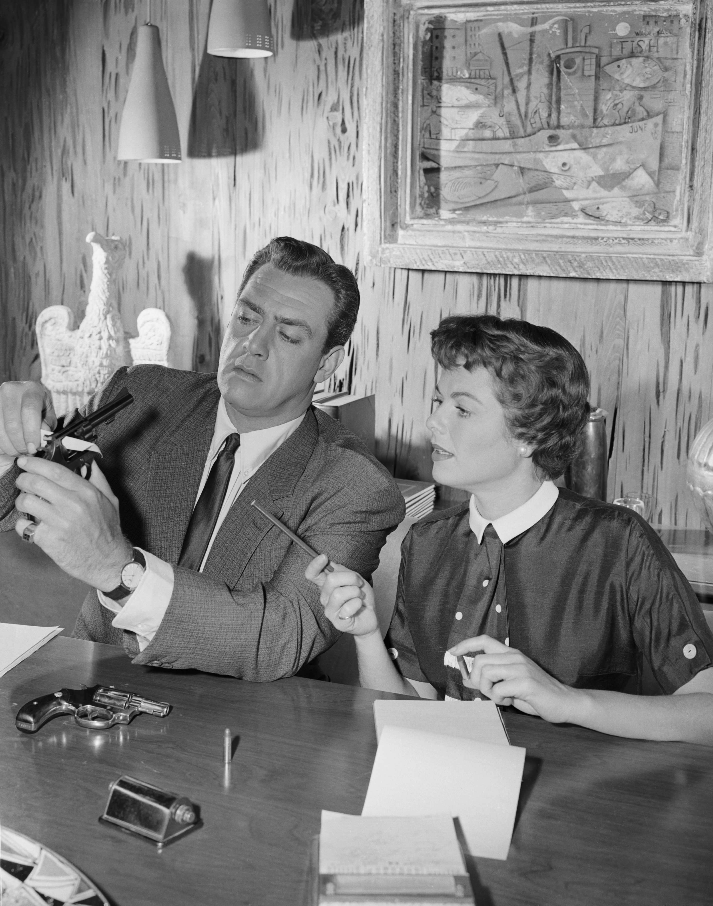 Raymond Burr and Barbara Hale as Perry Mason and Della Street from the television show Perry Mason. | Source: Getty Images