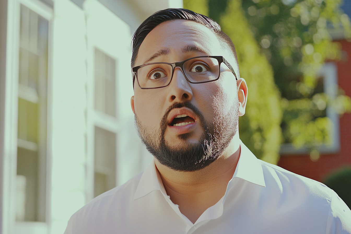 A man speaking to his neighbor, shocked | Source: Midjourney