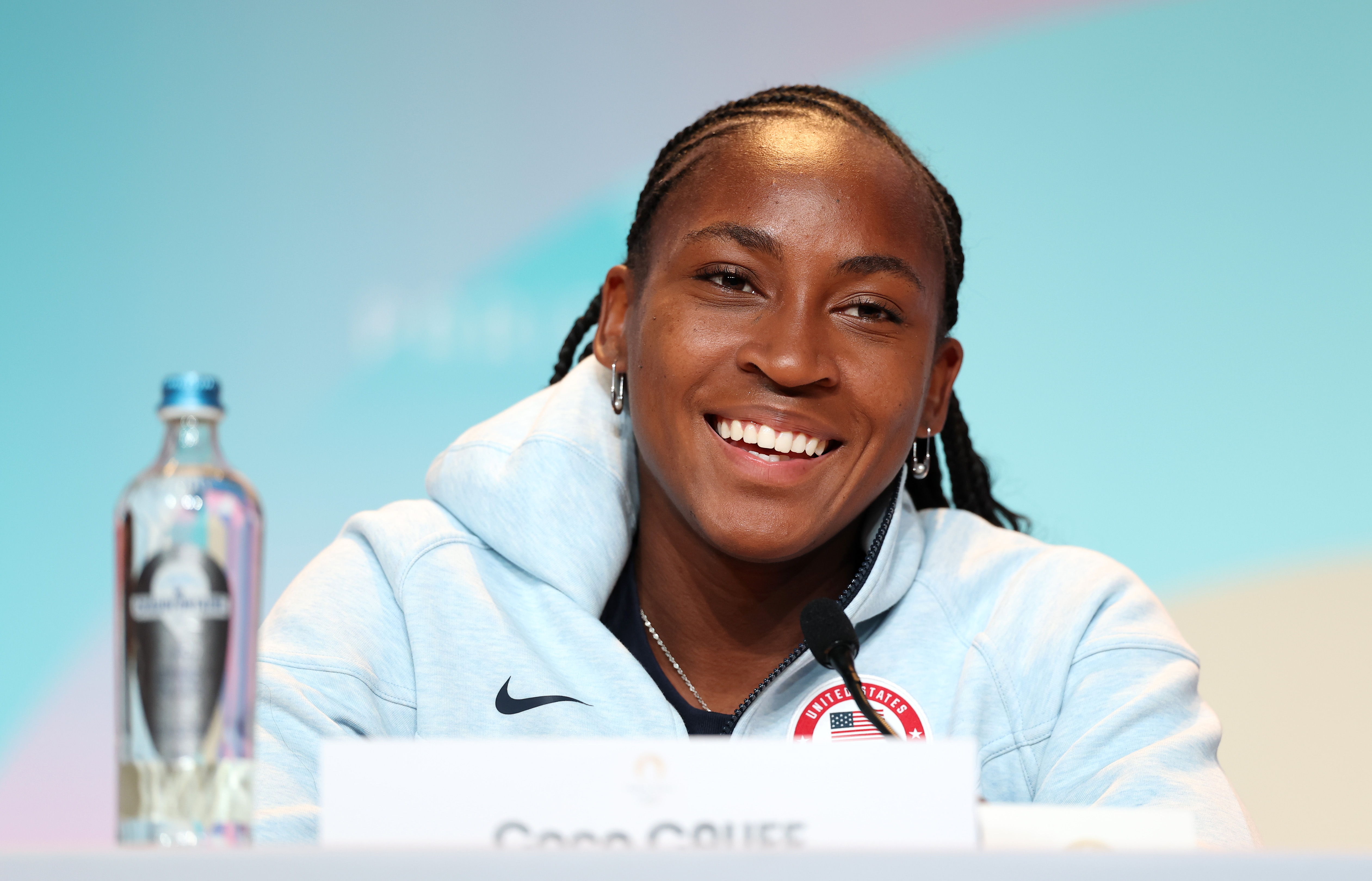 Coco Gauff attends a Flag Bearer Press Conference on July 25, 2024, in Paris, France | Source: Getty Images