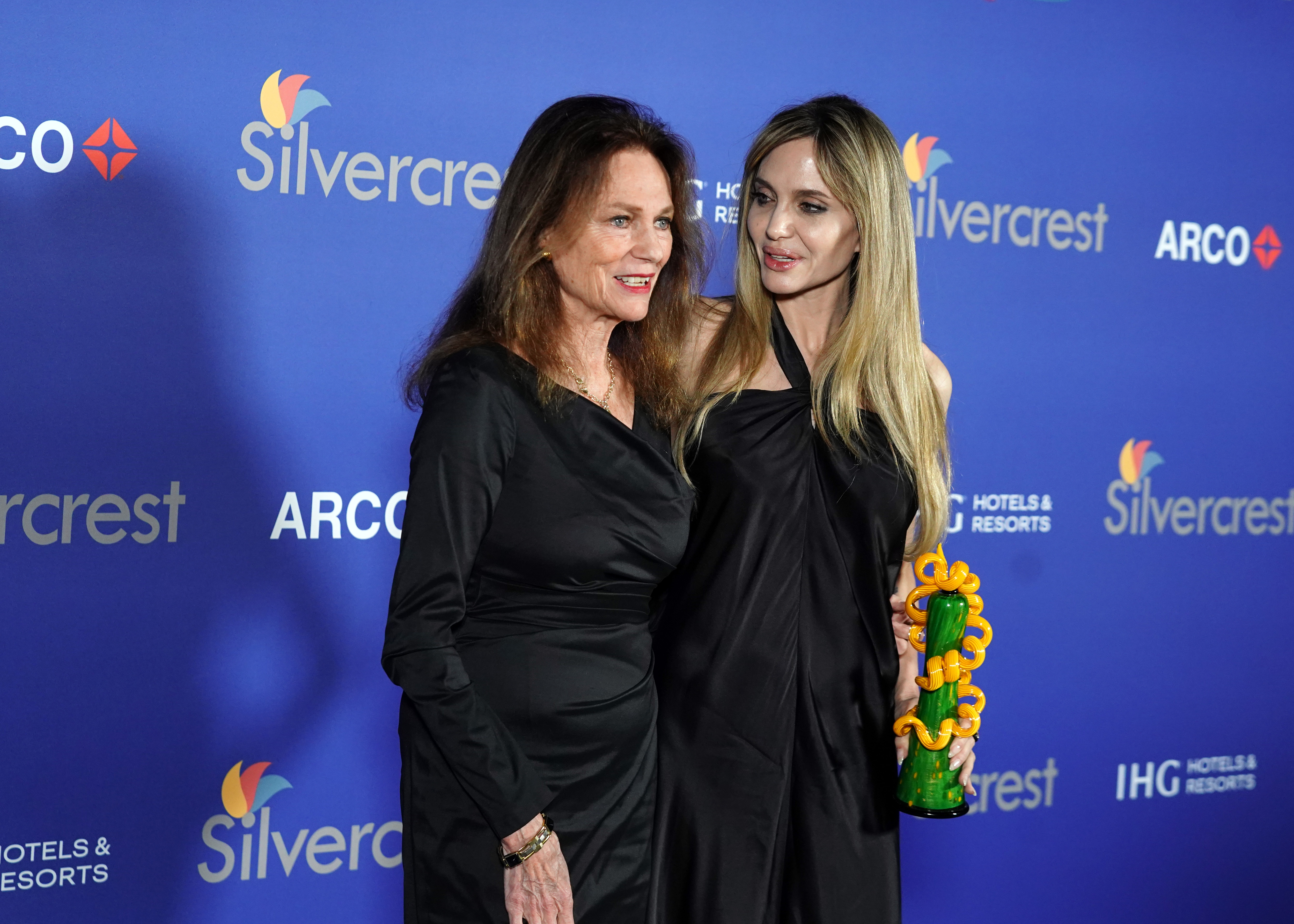 Jacqueline Bisset and Angelina Jolie attend the 36th Annual Palm Springs International Film Festival Film Awards on January 3, 2025 in California | Source: Getty Images